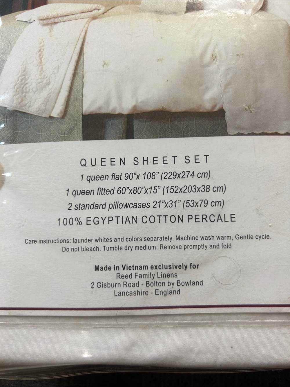 Hand-Embroidered White & Light Blue Queen Sheet Set - Picture 3 of 6
